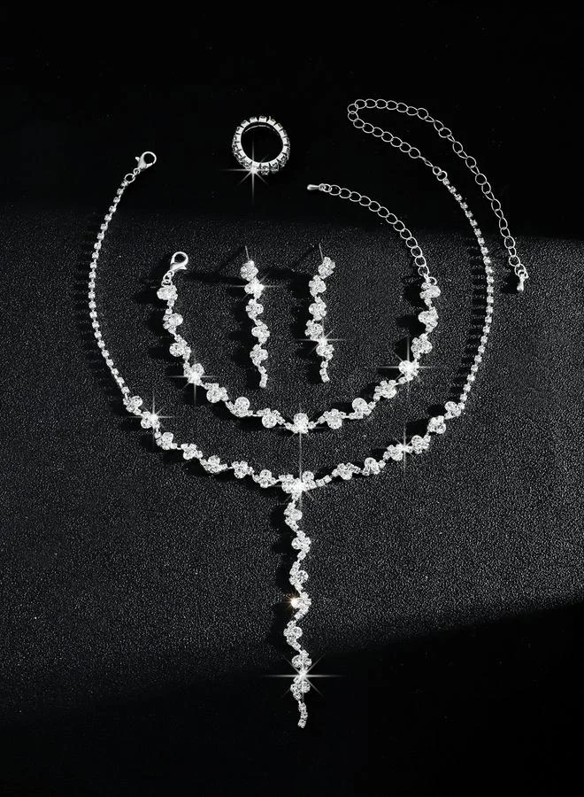 Take Two  4-Piece Embellished Necklace, Bracelet, Ring And Earrings Jewelry Set for Women | Best Price UAE